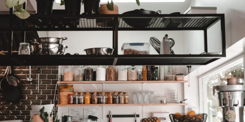 interior of a restaurant kitchen and tools for cooking